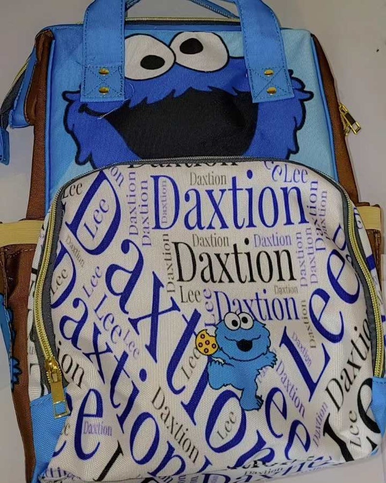 Custom Cookie Monster Baby Bag Personalized Diaper Bag New Parent Baby Shower Gift Create Your Own Diaper Bag image 5