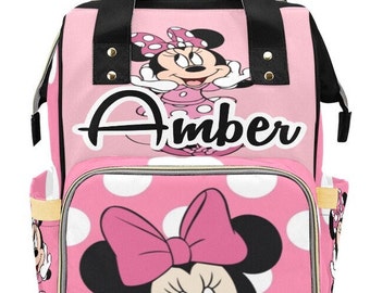 Custom Minnie Mouse Diaper Backpack | Personalized Baby Bag