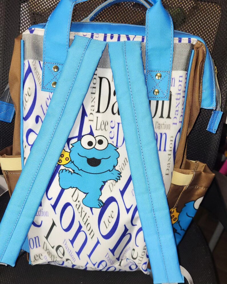 Custom Cookie Monster Baby Bag Personalized Diaper Bag New Parent Baby Shower Gift Create Your Own Diaper Bag image 7