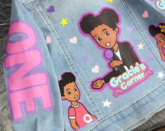 Chaqueta vaquera infantil personalizada / Personaje personalizado, regalo de cumpleaños