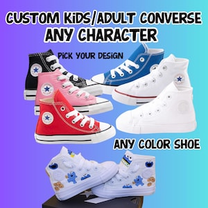 Converse personalizados para adultos y niños / Cualquier temática / Cualquier personaje / Diseña tu propio calzado / Converse personalizados / Zapatos Converse