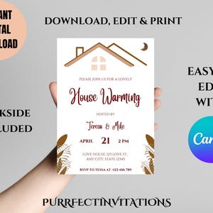 Boho Housewarming Invitation Template: Editable Party Invite (Digital Download)