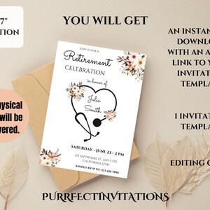 Editable Nurse Retirement Invitation Template, Nurse Retirement Party Invite, Doctor Retirement Invite, Doctor Retirement, Instant Download
