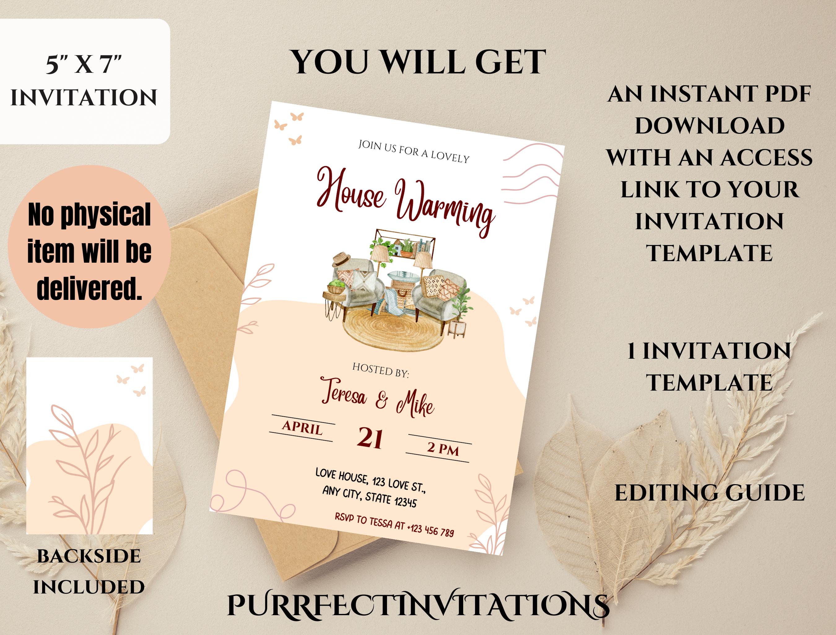 Boho Housewarming Invitation Template: Editable Canva Printable ...