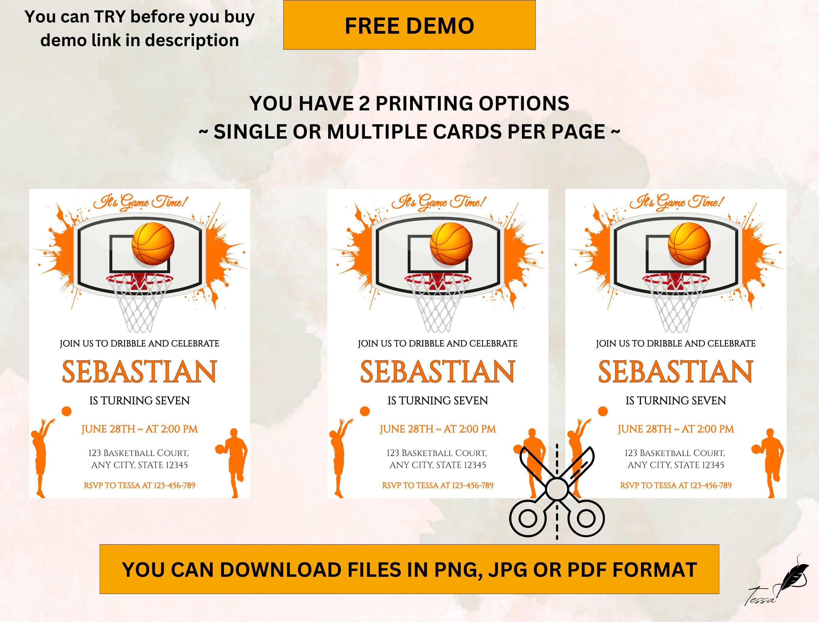 Editable Basketball Birthday Invitation, Basketball Invitation ...