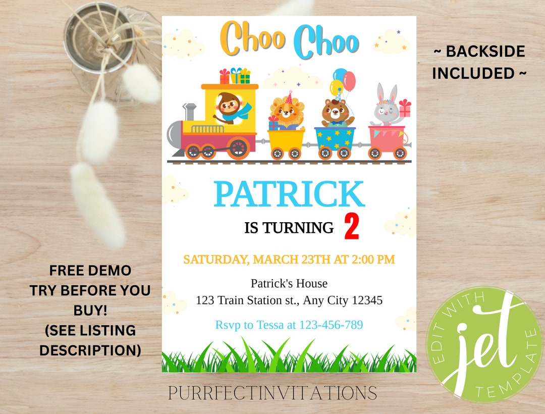 Editable Train Birthday Invitation, Toy Train Invitation, Train ...