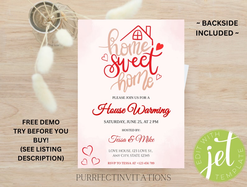 EDITABLE House Warming Invitation, House Warming Party Invite, Lovely
