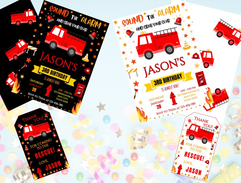 EDITABLE Firetruck Invitation, Fire Truck Birthday Invitation ...