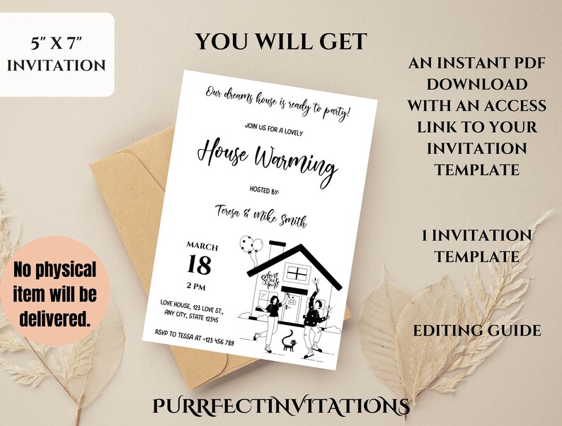 Minimalist Housewarming Invitation: Black and White Party Invite (canva ...