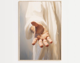 Hold On to Him - DIGITAL PRINT by HiswayShop - Jesus&#39;s Outstretched Hand - Christian, Art, Jesus, Christianity, Bible