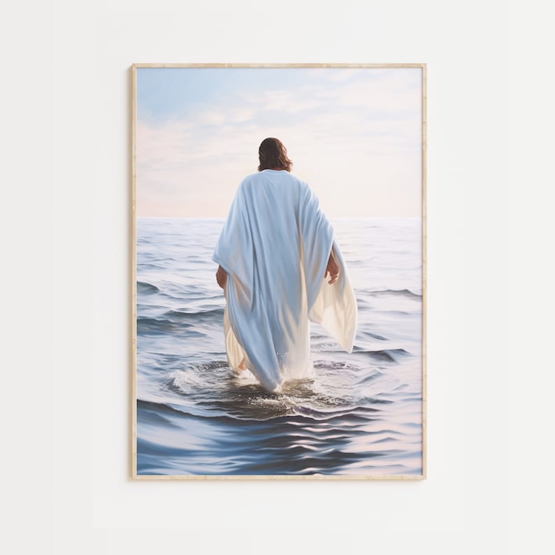 Jesus Walking on Water Art Print: Christian Bible Verse (digital Print ...
