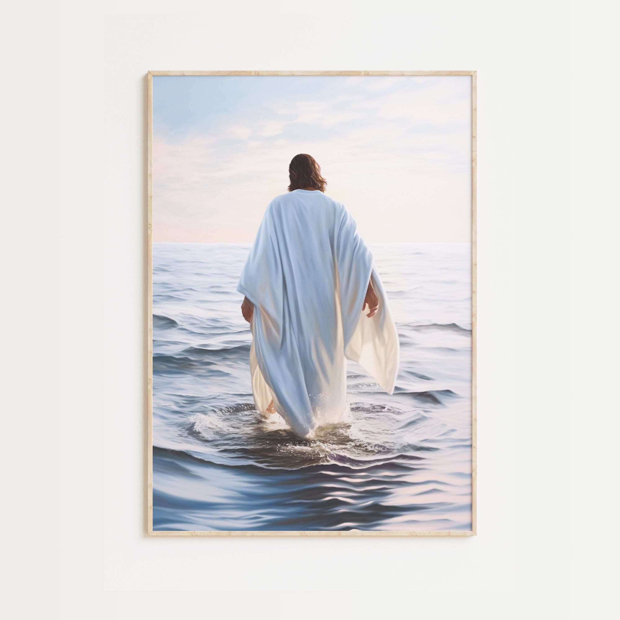 Jesus Walking on Water Art Print: Christian Bible Verse (Digital Print)