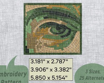 Eye Art Embroidery Pattern - Various Size Choices Included
