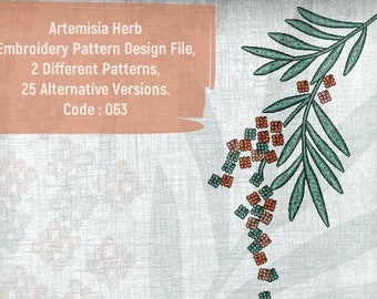 Artemisia Herb Embroidery Pattern Pack - 2 Designs, 25 Variations, Instant Download