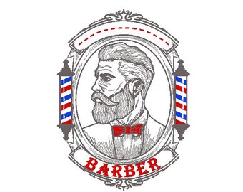 Chic Barber Logo Embroidery Design - Instant Download File