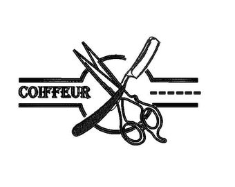 COIFFEUR Embroidery Desing pattern design file 3 Patterns and 4 Sizes, 25 Alternative