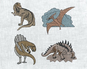 Dinosaur Embroidery Designs: 4x4 Hoop for Kids - 4 Patterns, 12 Formats Included