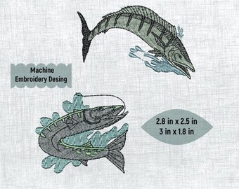 Spanish Mackerel Fish Embroidery Pattern for 4x4 Hoop - DIY Design & Instant Download