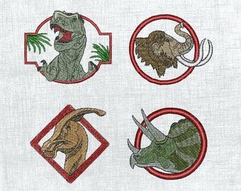 Dinosaur Embroidery Designs: 4x4 Hoop for Kids - 4 Patterns, 12 Formats Included