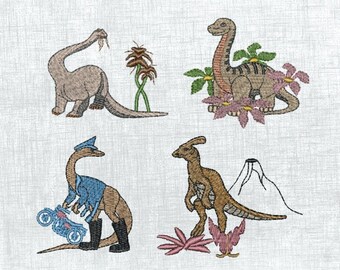 Adorable Dinosaur Embroidery Patterns for Kids - 4x4 Hoop, 12 Formats!