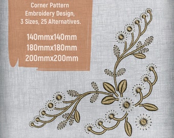 Corner Pattern Embroidery Design, 3 Sizes, 25 Alternatives.