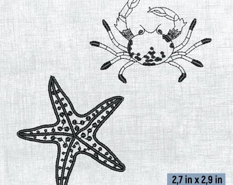 Crab & Starfish Embroidery Designs | Ocean Creatures Pack