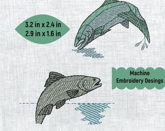 4x4 hoop - SALMON Theme Embroidery Pattern | Suitable for 4x4 Hoop | Instant Access Available