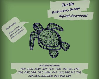 turtle embroidery pattern, decorative.