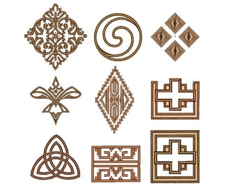 Abstract Shapes Embroidery Design Pack - 9 Different Designs, 4x4 Hoop - Instant Digital Download