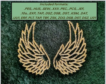 Angel wing embroidery pattern file, 3 sizes 19 formats. pes file added. CODE : 017