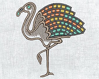 Trendy Flamingo Embroidery Art - Size: 3.4''x3.7'' - Ideal for Linens & Towels