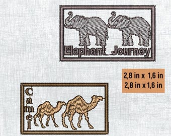 Animal Embroidery Crest - Camel & Elephant Designs - 2 Patterns - Digital Download