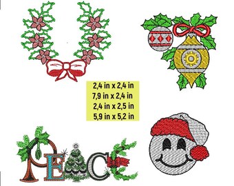 Holiday Embroidery Patterns for Ornaments - Xmas Craft Project - Set of 4 Designs