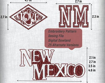 New Mexico Inspired Embroidery Designs - 3 Patterns, 4 Sizes, 25 Alternatives Included