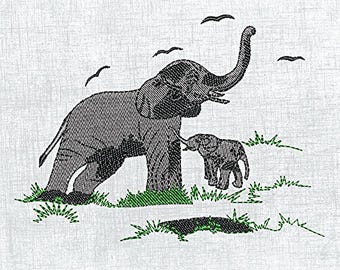 Unique Elephant Embroidery Design - Instant Download, 12 Formats