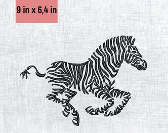 Wild Zebra Machine Embroidery Design - Digital File