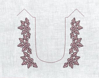 Charming Floral Collar Design - Digital Embroidery Pattern Download