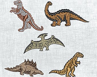 Dinosaur Embroidery Designs Bundle - 5 Adorable Patterns for Machines