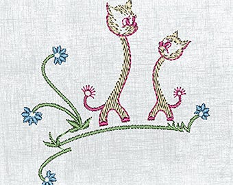 Cat Embroidery Template - DIY Sewing - Instant Digital Download
