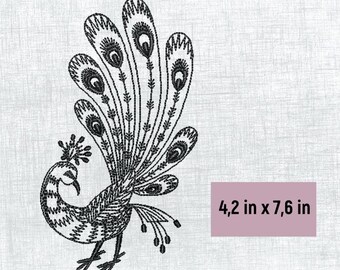 Elegant Peacock Embroidery Template - DIY Craft Supply