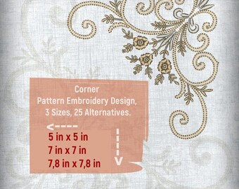 Stylish Corner Embroidery Set - 3 Sizes, 25 Formats for Creative Projects