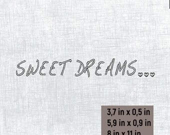 Sweet Dreams Letter Pattern Embroidery Design - 3 sizes - digital download