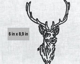 Deer Theme Hand Embroidery Design - Instant Download Art