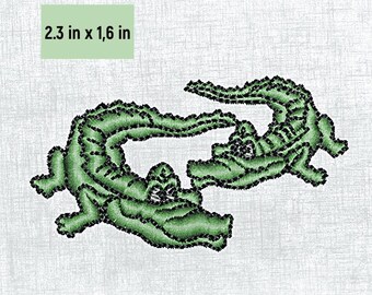 Crocodile embroidery design - digital download - Size: 2.3''x 1.6'