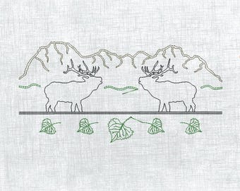 Nature-Inspired Deer Embroidery Design for Apparel