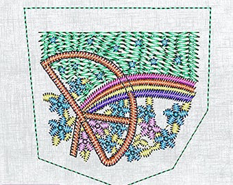 Fun and Colorful Pocket Embroidery Pattern | DIY Design File