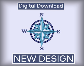 Compass embroidery pattern file, 5 sizes 25 alternative formats
