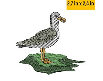 Seagull Embroidery Design - Digital Pattern - Size: 2.7'' x 2.4''