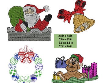 Christmas Embroidery Patterns - 4 Festive Ornament Designs - Instant Download