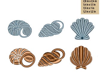 Nautical Shell Embroidery Patterns - Set of 2 Designs - Instant Download